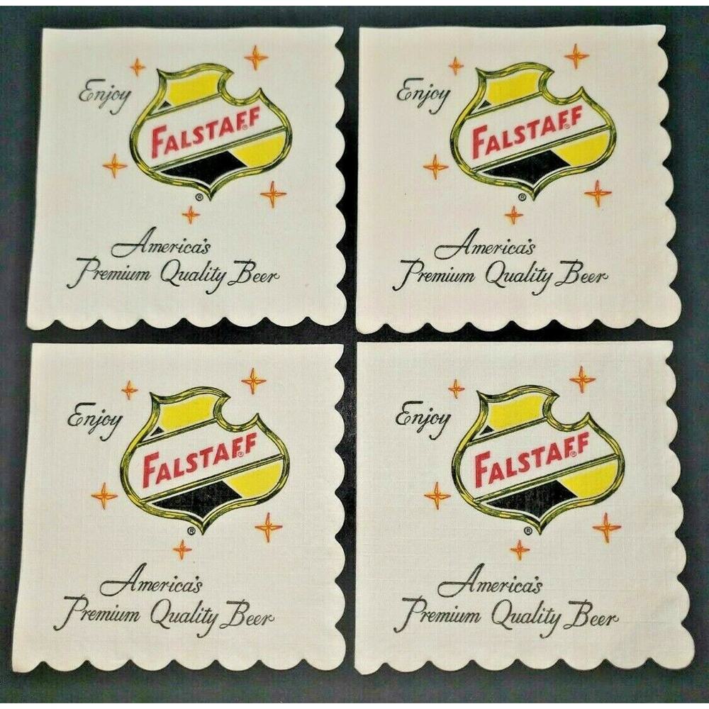 Vintage 1950's Very‎ RARE Falstaff Brewing Co. Bar 4.75" Napkins Lot of 4 NOS